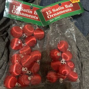 New Set Of 24 Vintage Joybrite Ornaments Red Satin Sheen Unbreakable Ball 25mm